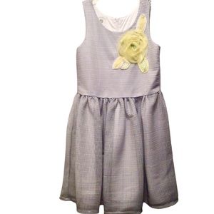 Marmellata Girls Size 12 Blue White Striped Sleeveless Dress Yellow Flower EUC